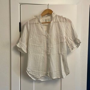 Anthropologie Cream White Textured Blouse